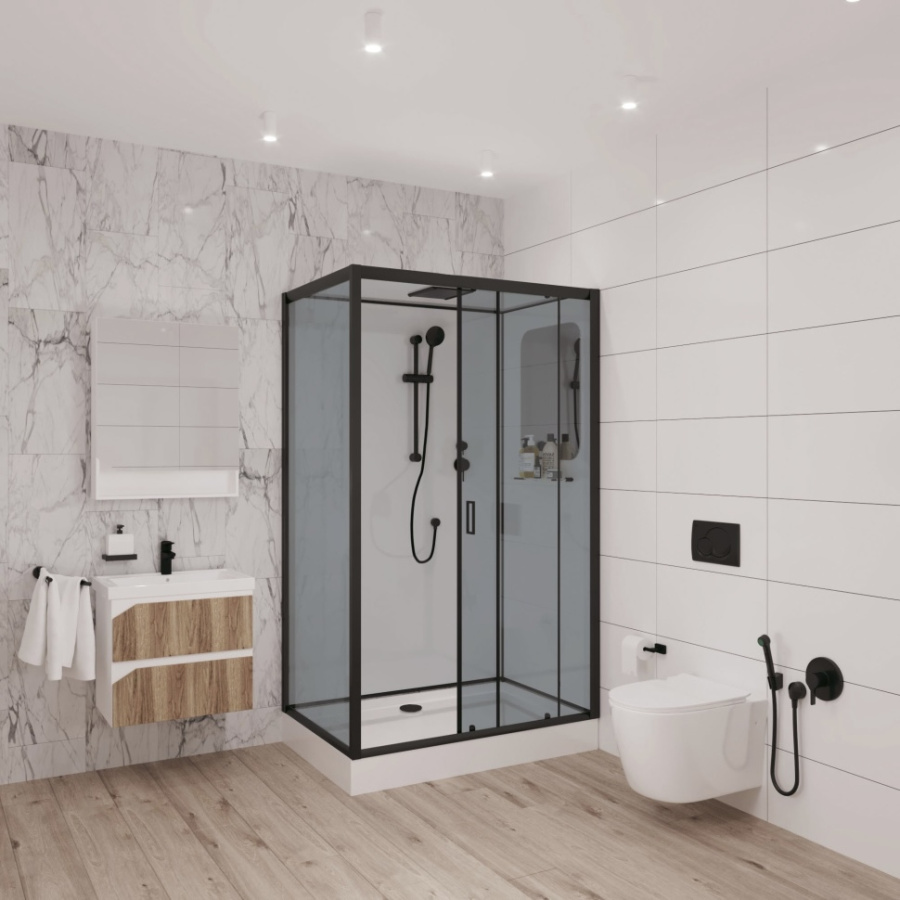 Душевая кабина Niagara Premium NG-6912-01QR BLACK (120*80*210) низ.поддон(16см)черный,стекло тониров фото