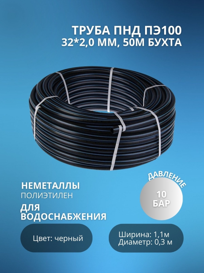 Труба ПЭ100 32*2,0 мм ПНД 50м (бухта) фото