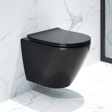 Инсталляция EvaGold 400  + унитаз K505BM ЧЕРН МАТ + кн.смыва EvaGold04,пласт овал черн мат фото